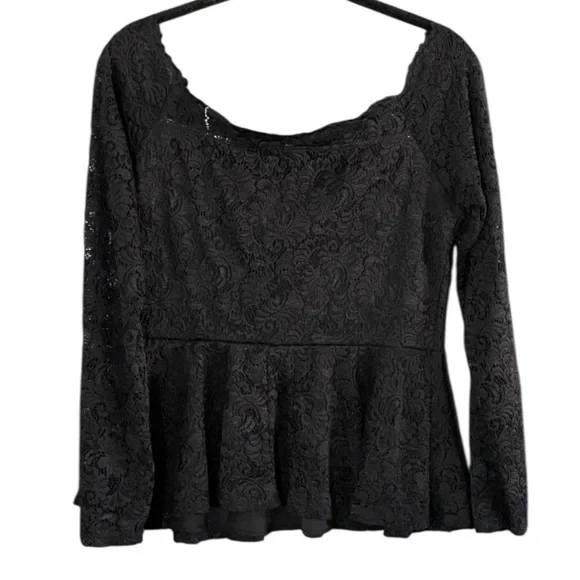 Charlotte Russe Y2K Black Lace Off The Shoulder Top L Retro Rockabilly Pinup - Picture 4 of 9